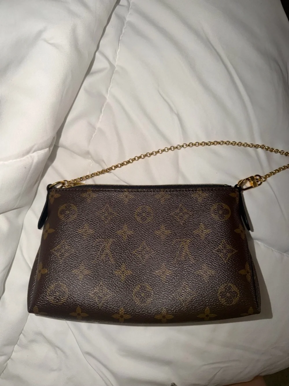 Louis Vuitton Monogram Canvas Chain Crossbody in Brown with Black Trim and Strap - Picture 3 of 8